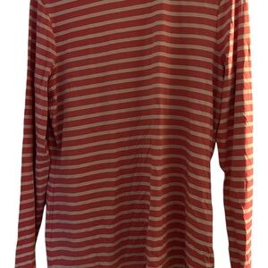 Pink and White Striped Lands’ End Long Sleeve Shirt Medium